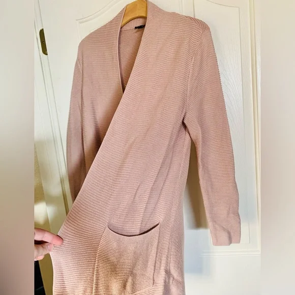 Eileen Fisher Powder Pink Silk & Cashmere Blend Straight Cardigan Sweater - Picture 6 of 11